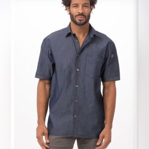 ChefWorks Urban Collection DETROIT SHORT SLEEVE DENIM SHIRT - blue - size XL